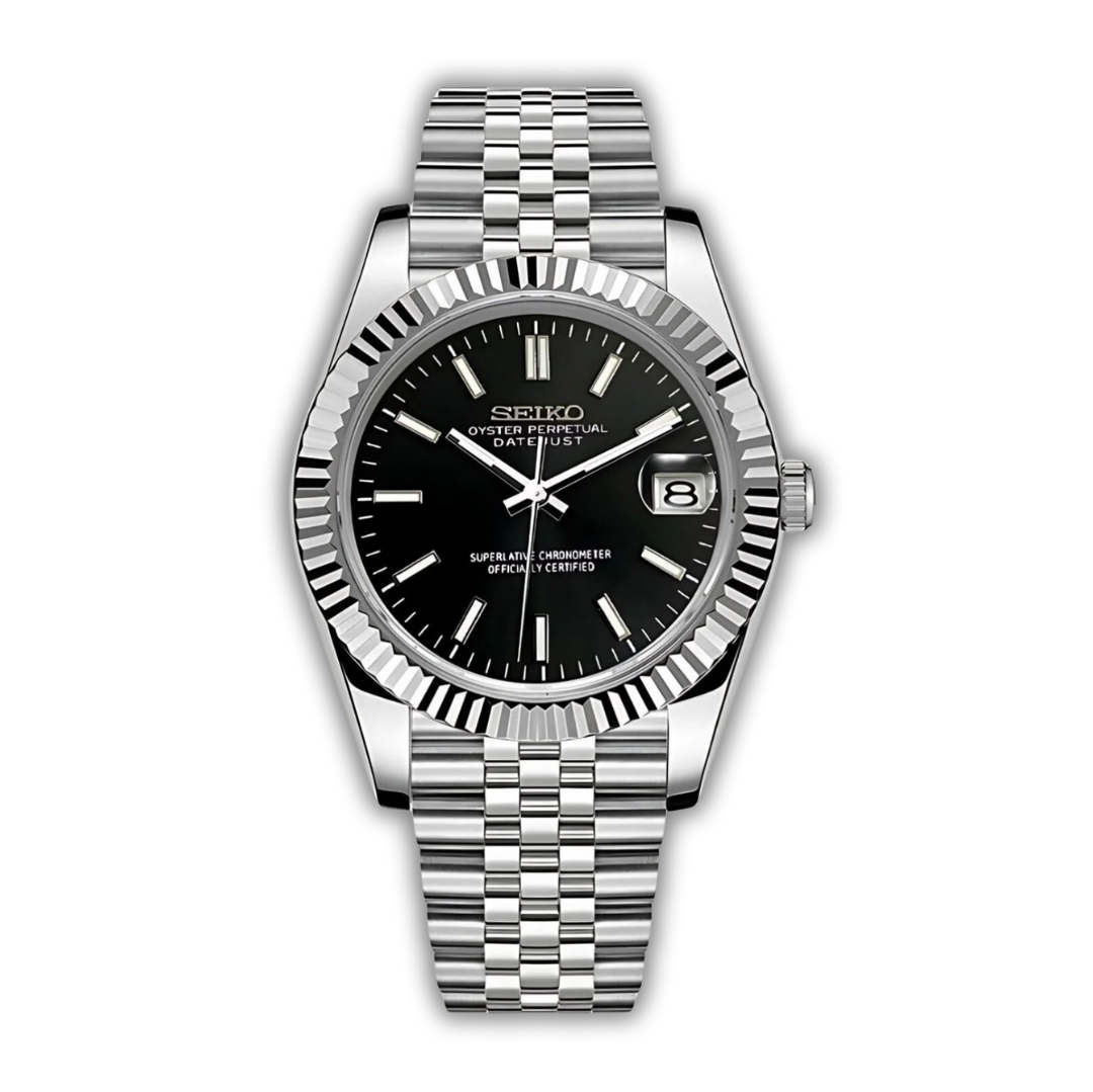 Seiko Mod Datejust Noire - Roman Dial