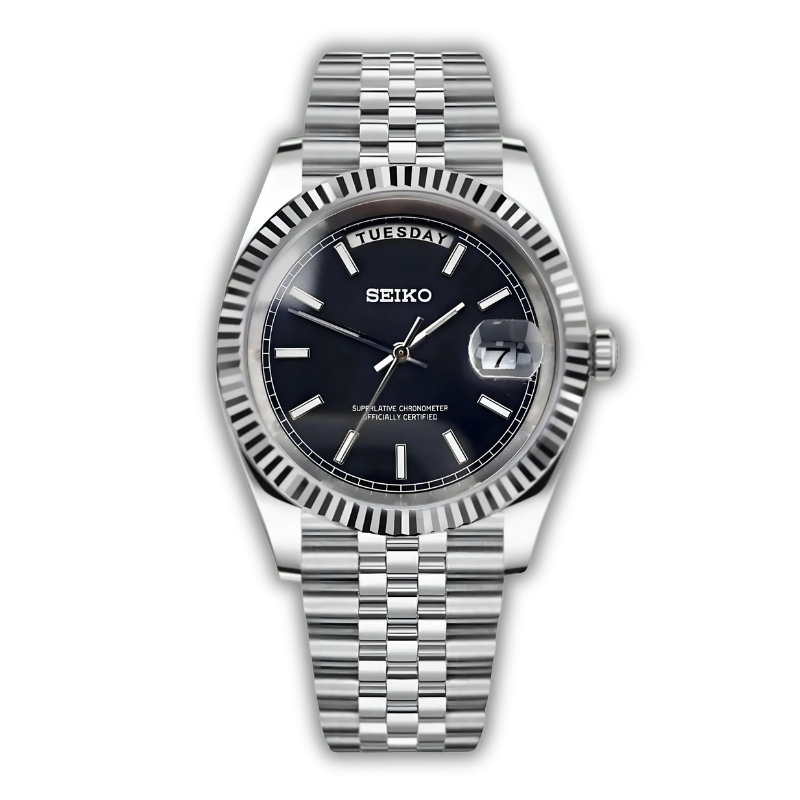 Seiko Day-Date Noire - Roman Dial