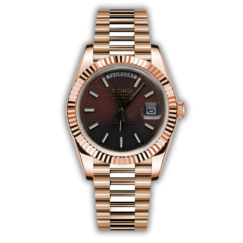 Seiko Day-Date Rouge & Or Rose - Roman Dial