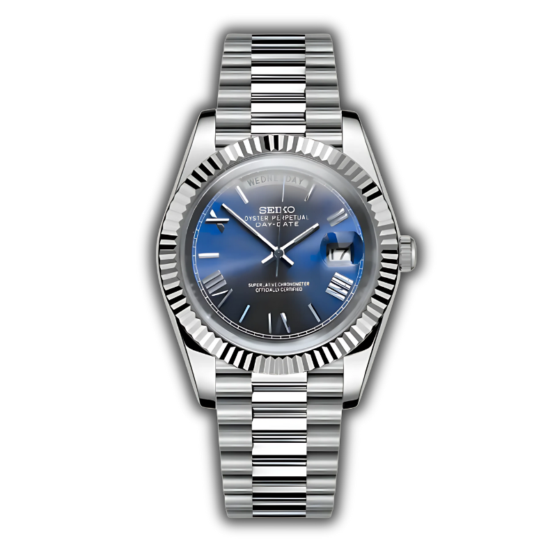 Seiko Day-Date Bleue - Roman Dial