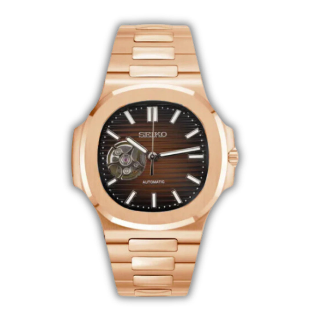 Seiko Nautilus Marron & Or Rose - Cœur Ouvert