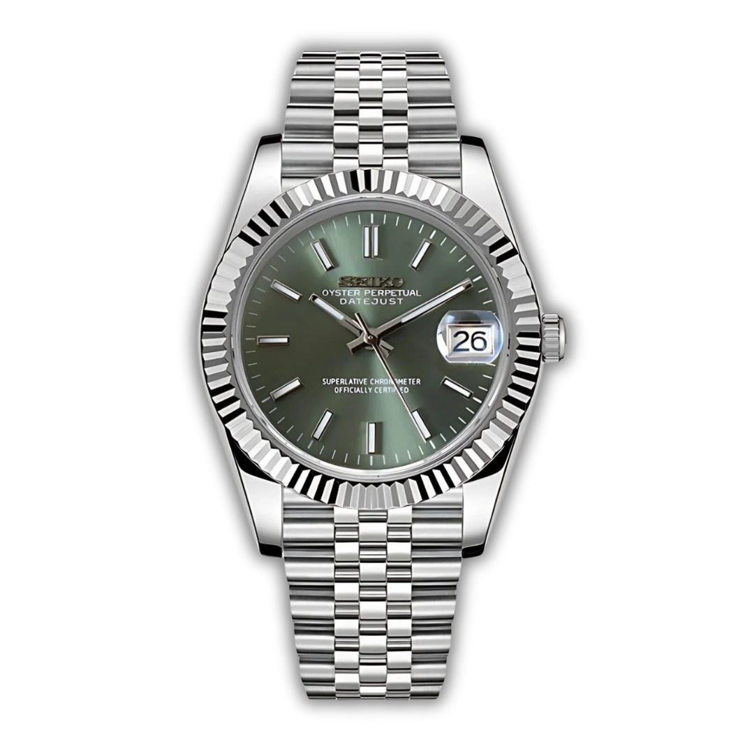 Seiko Mod Datejust Vert - Roman Dial